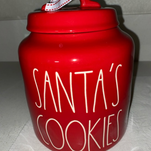 NEW RAE DUNN SANTA’S COOKIES RED CANISTER - Picture 1 of 2
